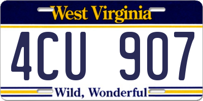 WV license plate 4CU907