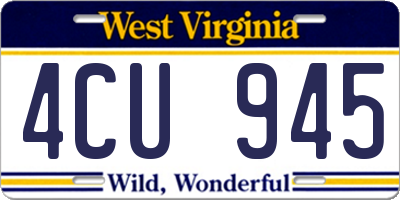 WV license plate 4CU945