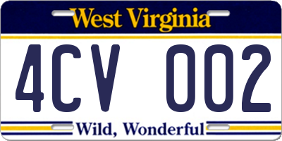 WV license plate 4CV002