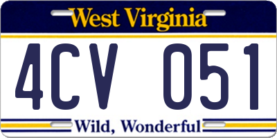 WV license plate 4CV051