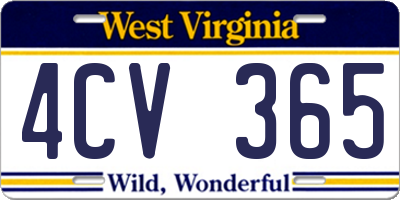WV license plate 4CV365