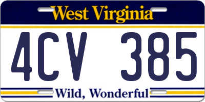 WV license plate 4CV385