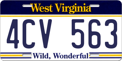 WV license plate 4CV563