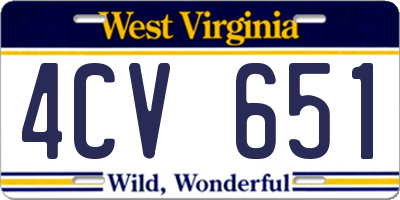 WV license plate 4CV651
