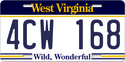 WV license plate 4CW168