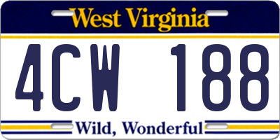 WV license plate 4CW188