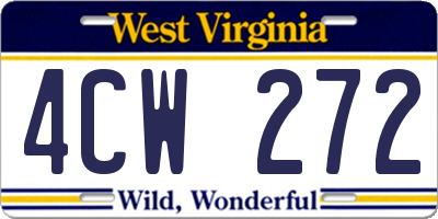 WV license plate 4CW272