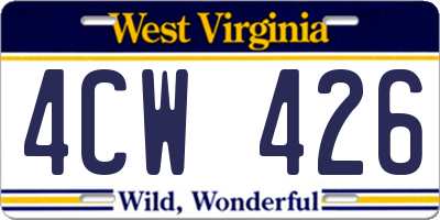 WV license plate 4CW426