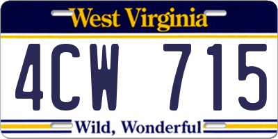 WV license plate 4CW715