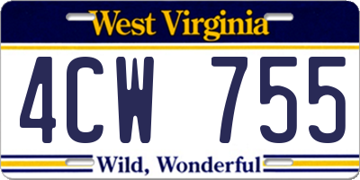 WV license plate 4CW755