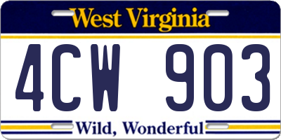 WV license plate 4CW903