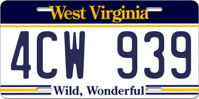 WV license plate 4CW939