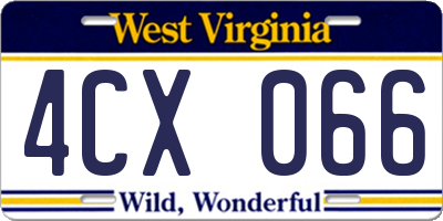 WV license plate 4CX066