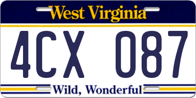 WV license plate 4CX087