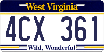 WV license plate 4CX361