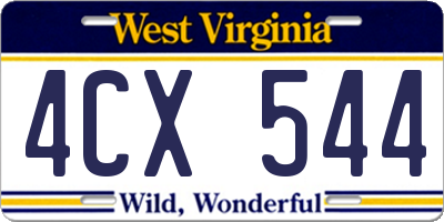 WV license plate 4CX544