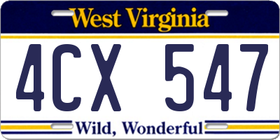 WV license plate 4CX547
