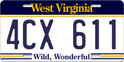 WV license plate 4CX611