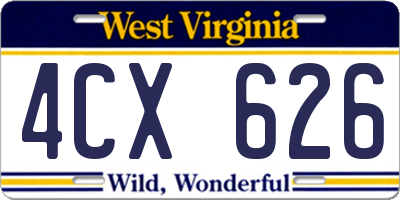 WV license plate 4CX626