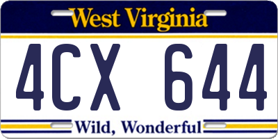 WV license plate 4CX644