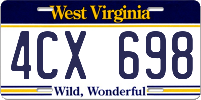 WV license plate 4CX698