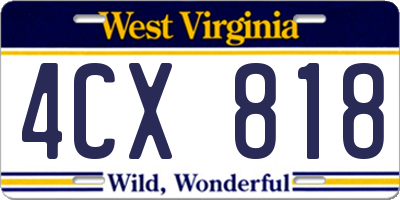 WV license plate 4CX818
