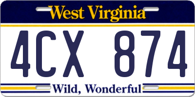 WV license plate 4CX874
