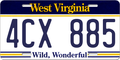 WV license plate 4CX885