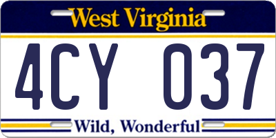 WV license plate 4CY037