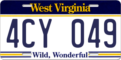 WV license plate 4CY049