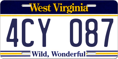 WV license plate 4CY087
