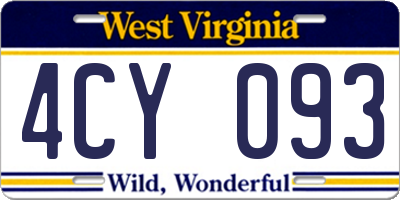 WV license plate 4CY093