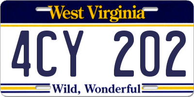 WV license plate 4CY202