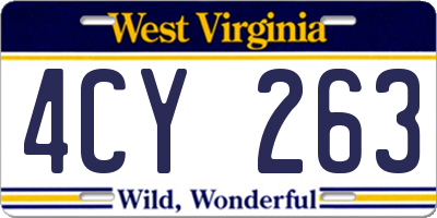 WV license plate 4CY263