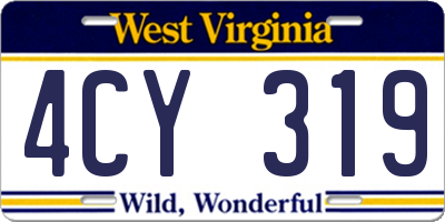 WV license plate 4CY319