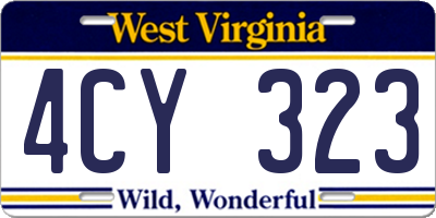 WV license plate 4CY323