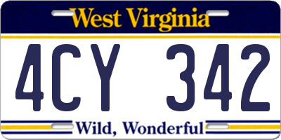 WV license plate 4CY342