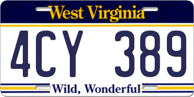 WV license plate 4CY389