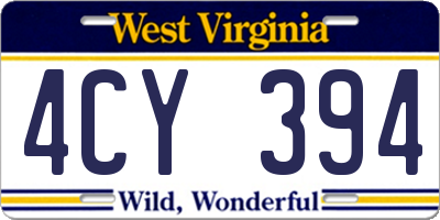 WV license plate 4CY394