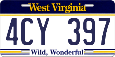WV license plate 4CY397