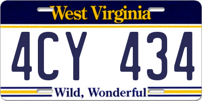 WV license plate 4CY434
