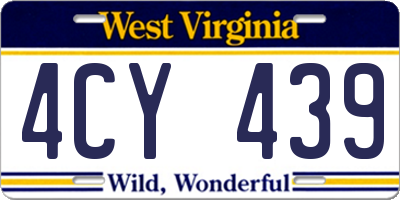 WV license plate 4CY439