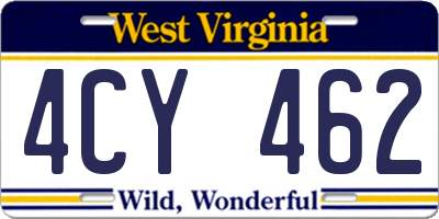 WV license plate 4CY462
