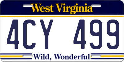 WV license plate 4CY499