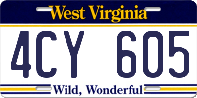 WV license plate 4CY605