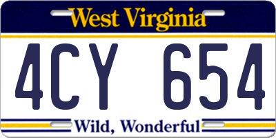 WV license plate 4CY654