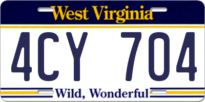 WV license plate 4CY704