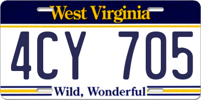 WV license plate 4CY705