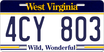 WV license plate 4CY803