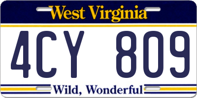 WV license plate 4CY809